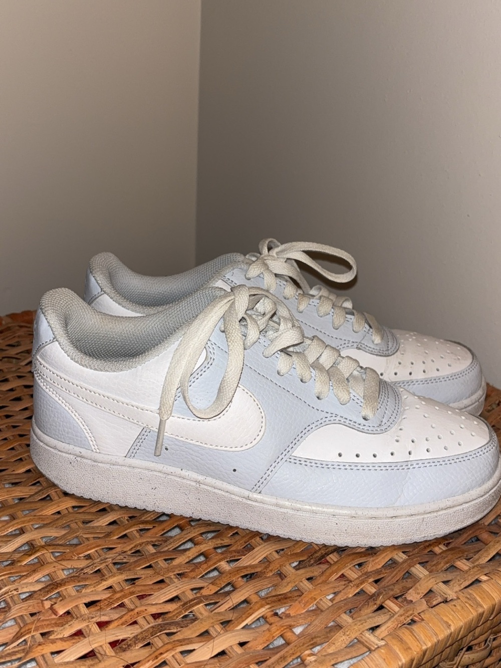 Nike White and Light Gray Low-Top Sneakers
